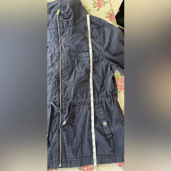 Old Navy Blue Zippered Cargo Utility Jacket Size Medium 100% Cotton High Collar - Picture 6 of 11